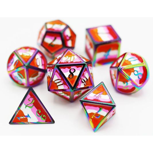 PRIDE: LESBIAN METAL DICE SET