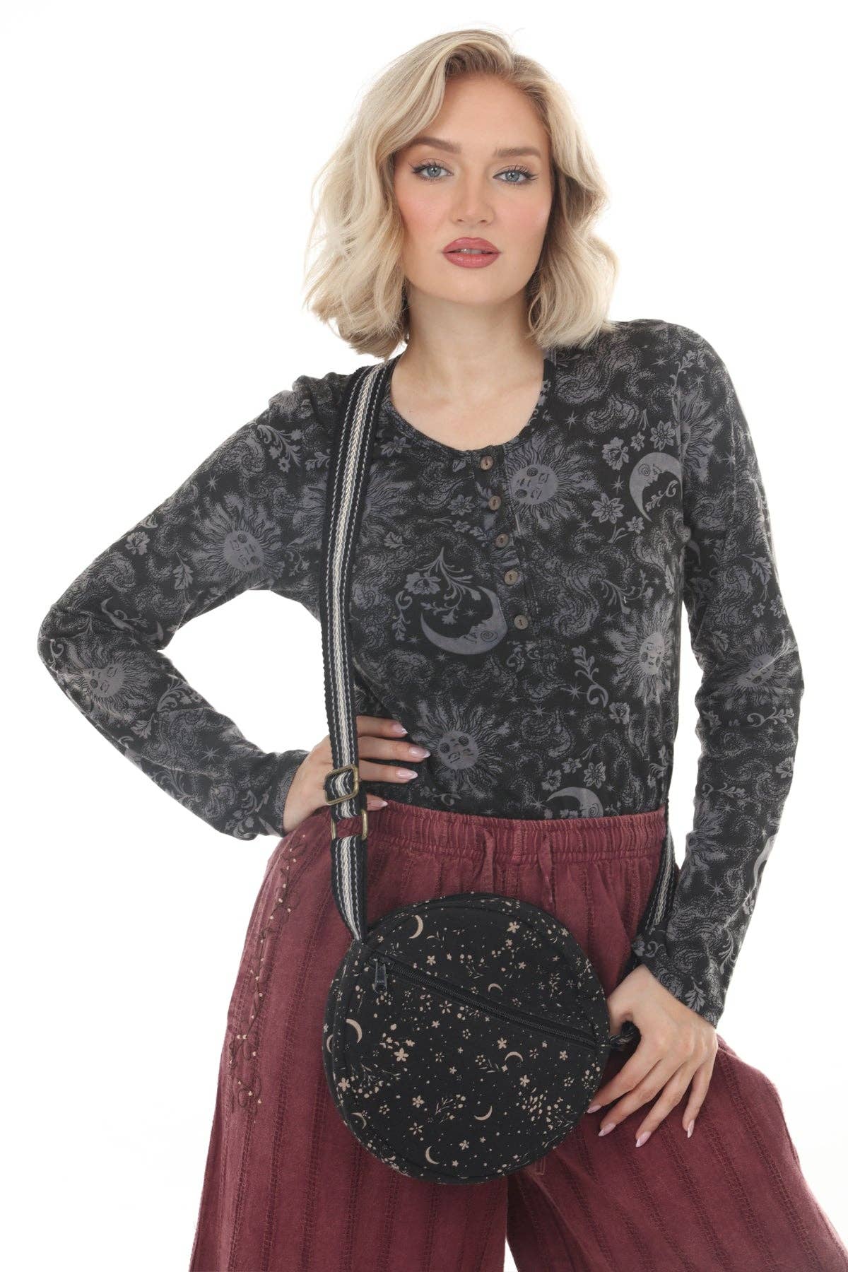 CELESTIAL PRINT ROUND BAG