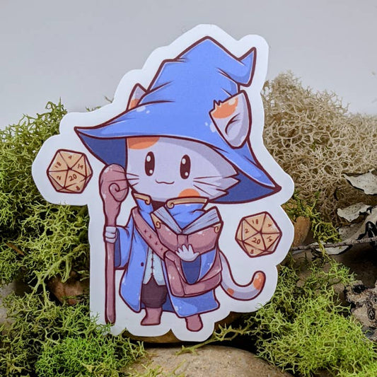 WIZARD CAT WITH DICE STICKER
