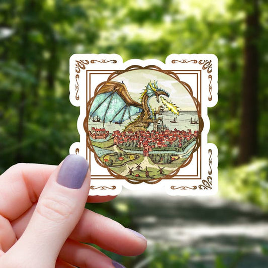 OLD SCHOOL DRAGON PAINTING STICKER