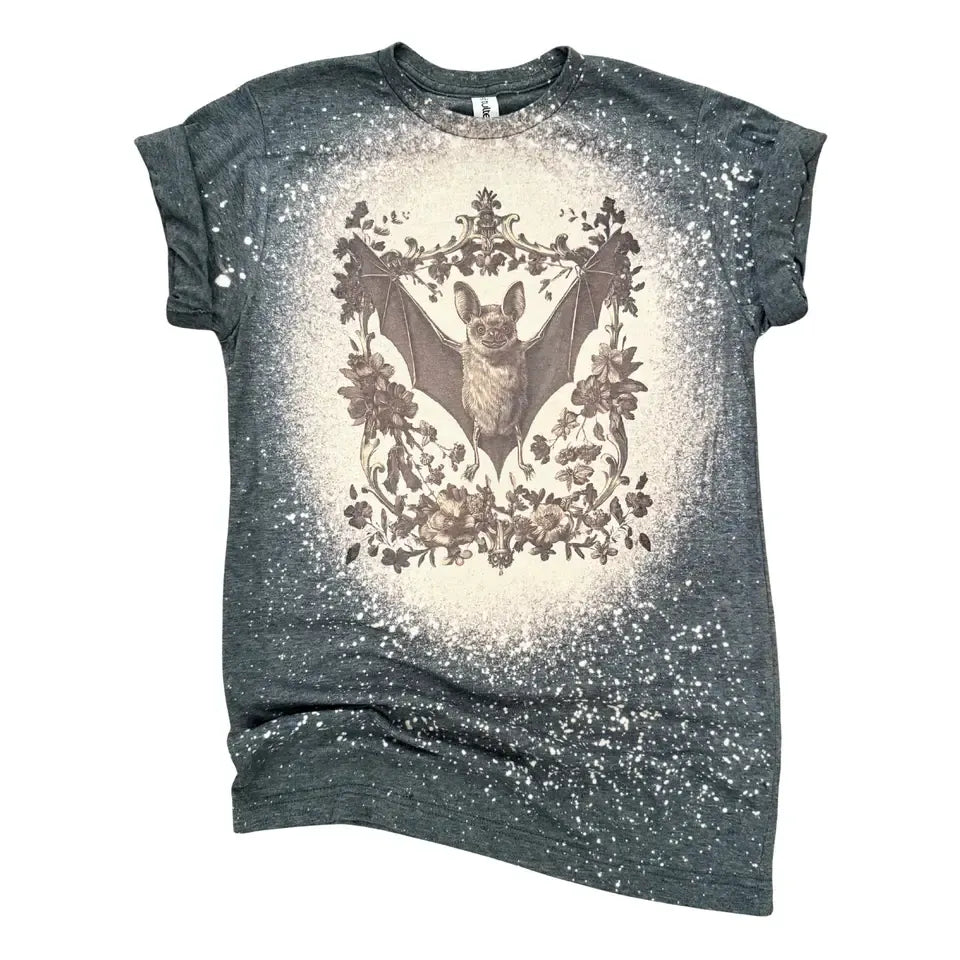 VINTAGE GOTHIC BAT BLEACHED T-SHIRT