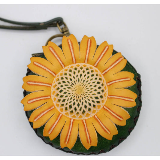 LEATHER SUNFLOWER WRISTLET COINPURSE