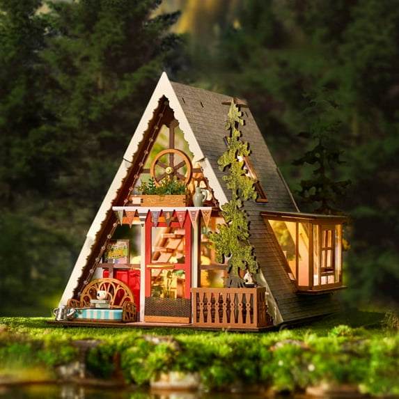 A-FRAME CABIN 3-D WOODEN MINIATURE HOUSE KIT