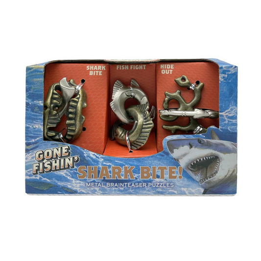 TRUE GENIUS-SHARK BITE SET OF 3 CAST METAL PUZZLES