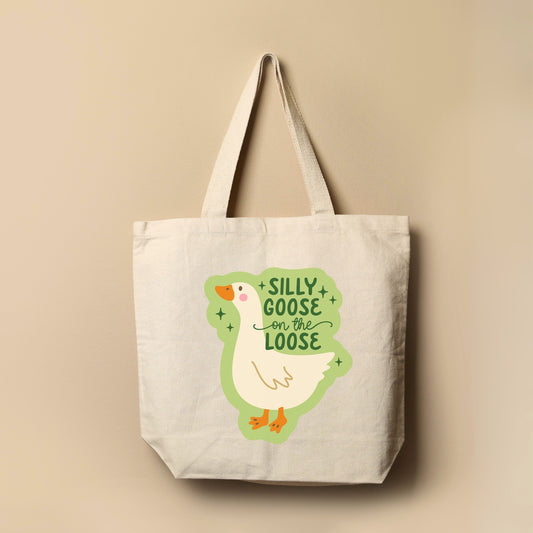 SILLY GOOSE ON THE LOOSE TOTE BAG