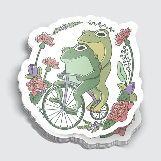 COTTAGECORE BICYCLE FROGS STICKER