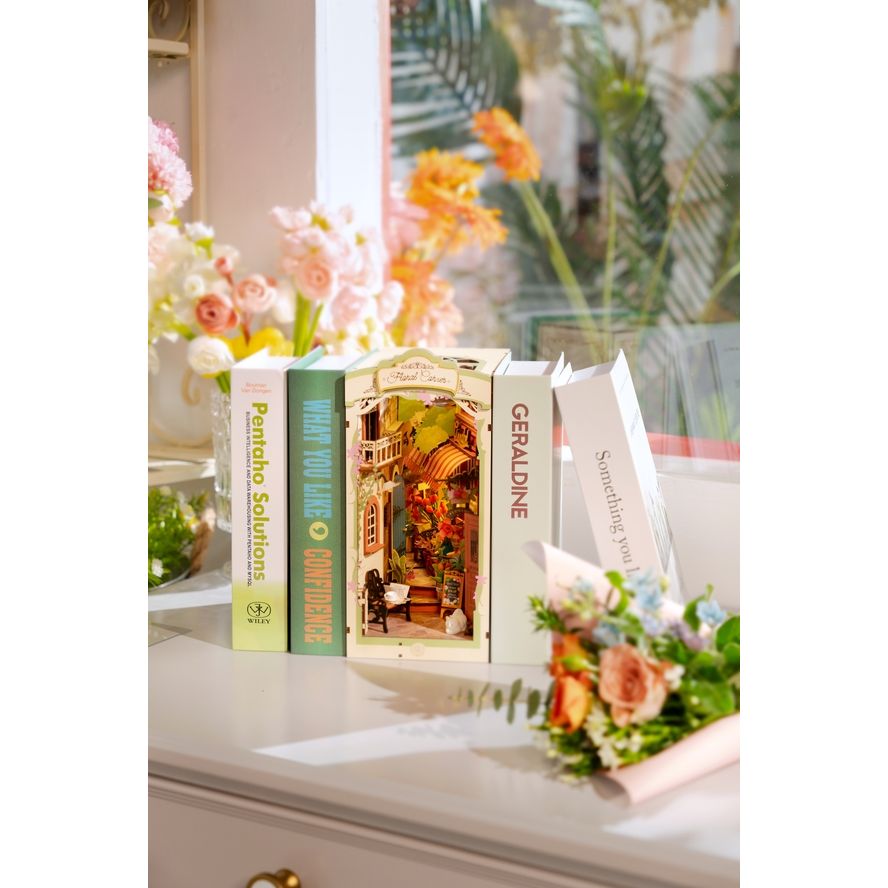 FLORAL CORNER 3-D WOODEN MINIATURE BOOK NOOK KIT