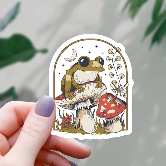 COTTAGECORE MUSHROOM FROG STICKER