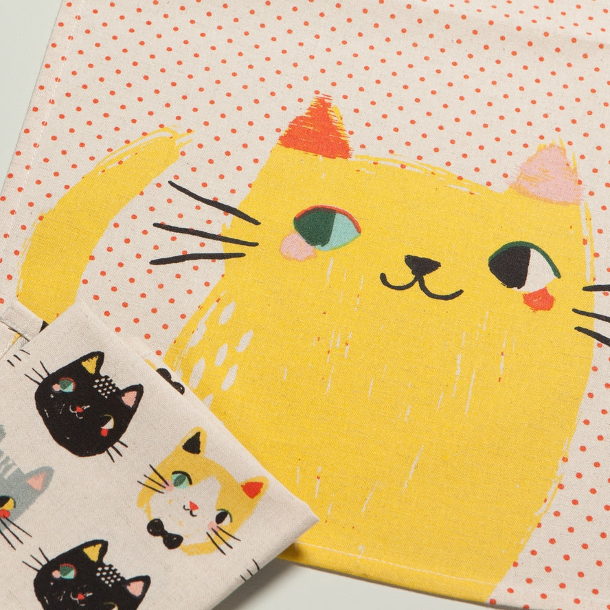 PURRRFECTION COTTON LINEN TEA TOWEL SET BY DANICA STUDIO