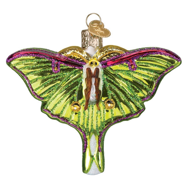LUNA MOTH GLASS HOLIDAY ORNAMENT