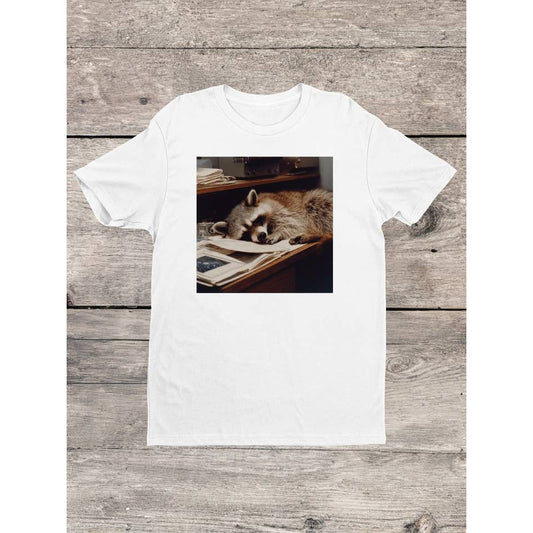 SLEEPY RACCOON OFFICE DESK DECOR T-SHIRT