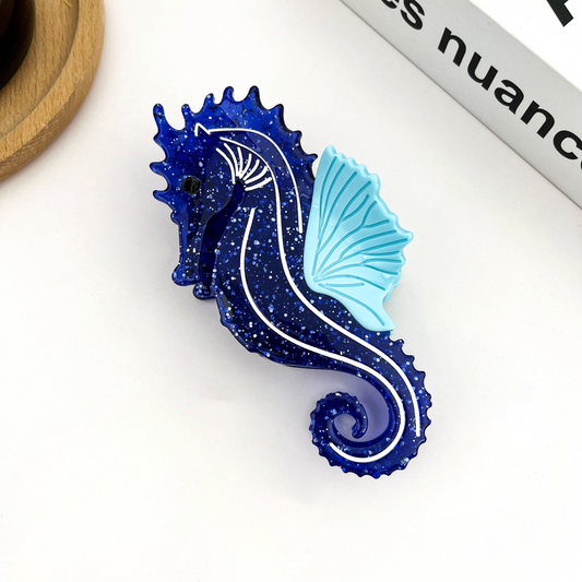 BLUE SEAHORSE HAIR CLAW