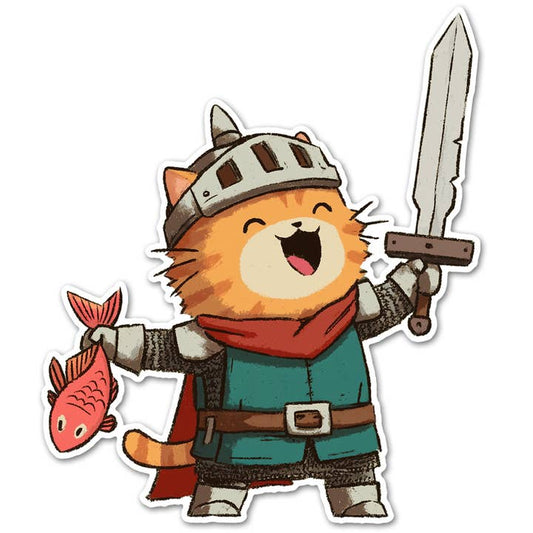 WHIMSICAL CAT KNIGHT STICKER