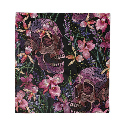 SKULLS AND FLOWERS BANDANA/SCARF/ALTAR CLOTH