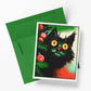 OH HOLY NIGHT BLACK CAT BLANK NOTECARD