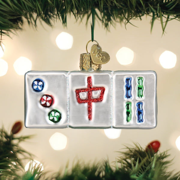 MAHJONG GLASS HOLIDAY ORNAMENT