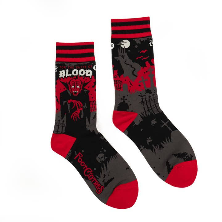 DRACULA'S BLOODLUST CREW SOCKS BY FOOTCLOTHES