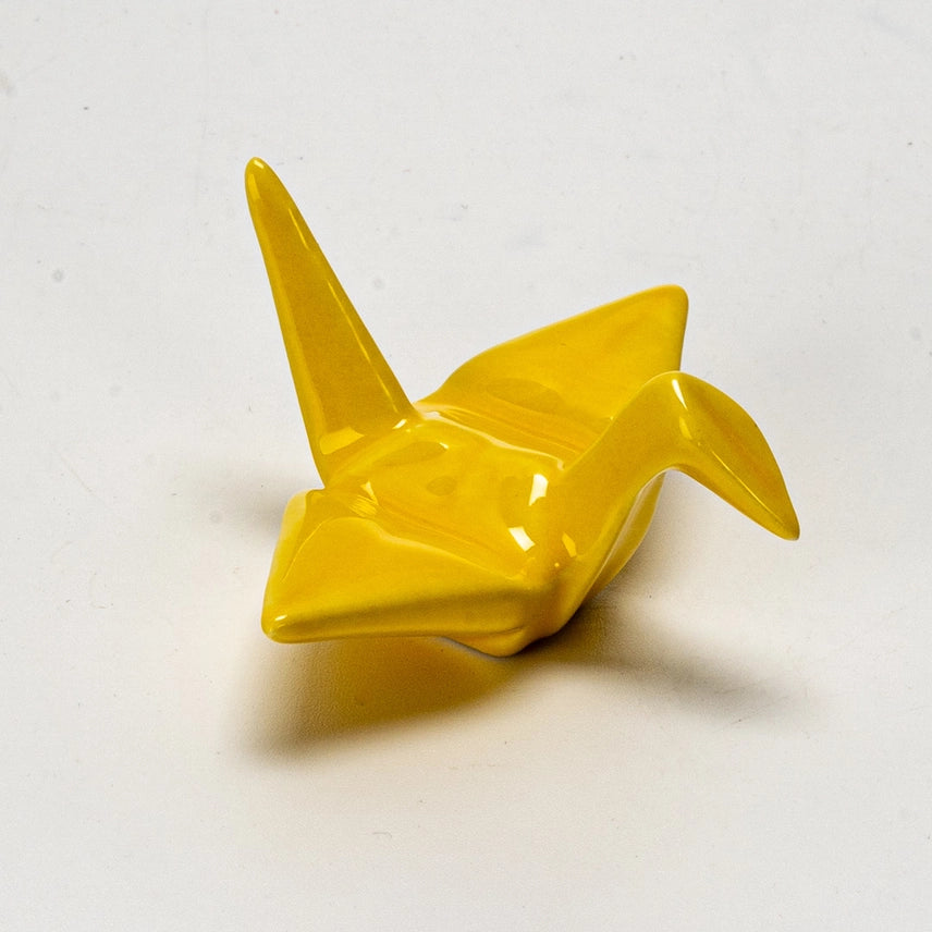 YELLOW ORIGAMI CRANE PORCELAIN CHOPSTICK REST