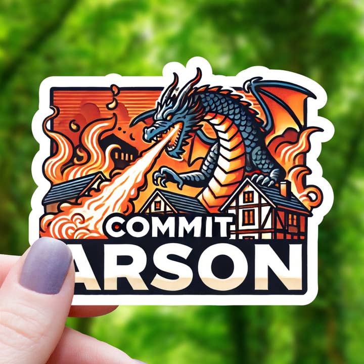 COMMIT ARSON FIRE BREATHING DRAGON STICKER