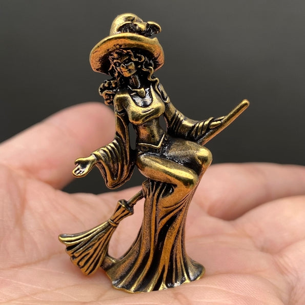MINIATURE BRASS WITCH
