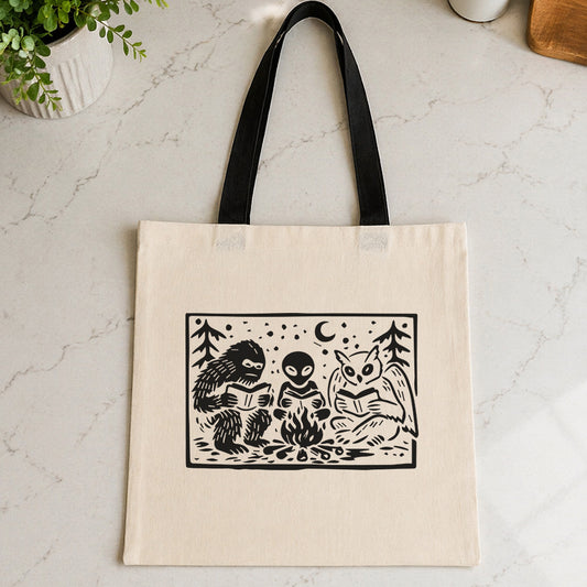 CRYPTID BOOK CLUB BLACK HANDLE TOTE BAG