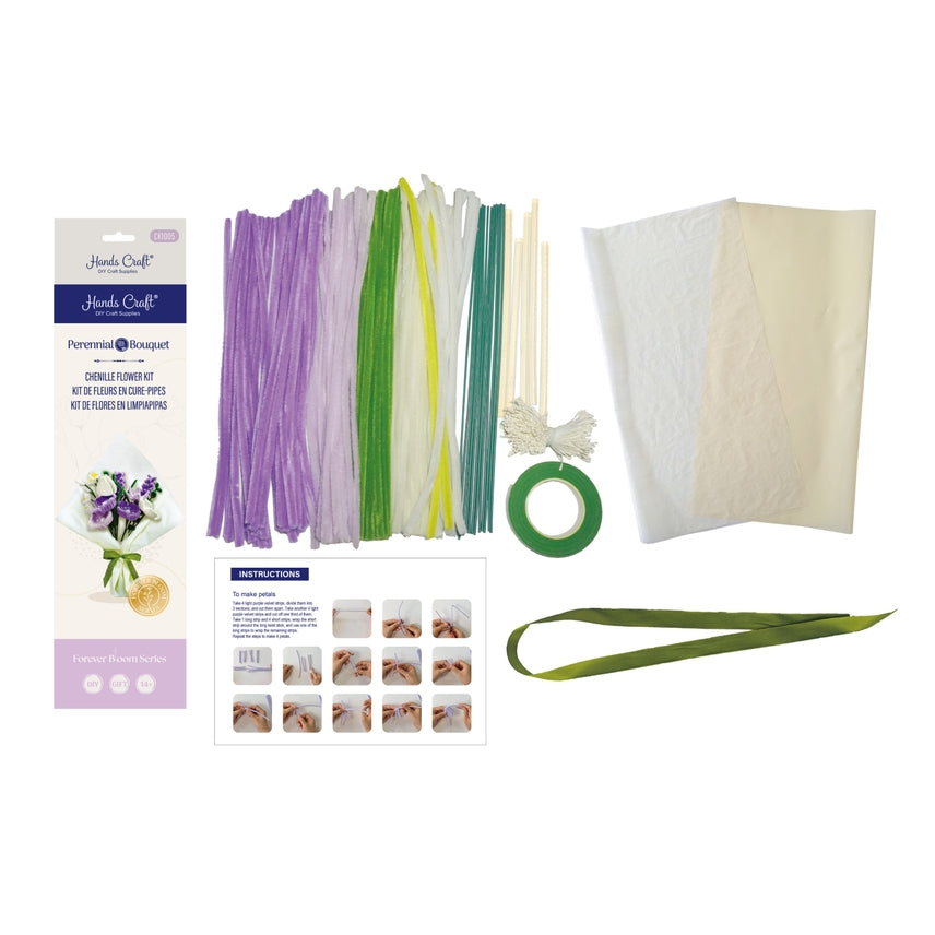 PURPLE MIX CHENILLE FLOWER KIT