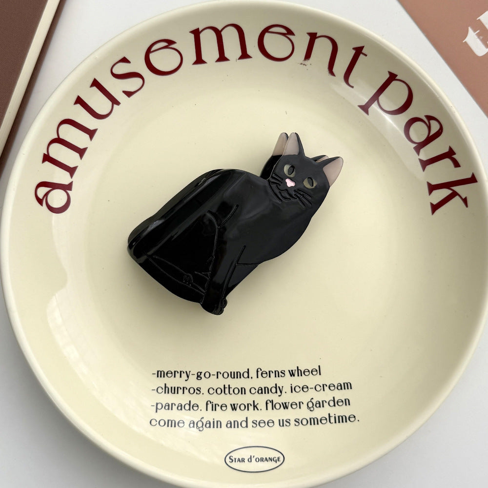 PLAYFUL BLACK CAT HAIR CLIP