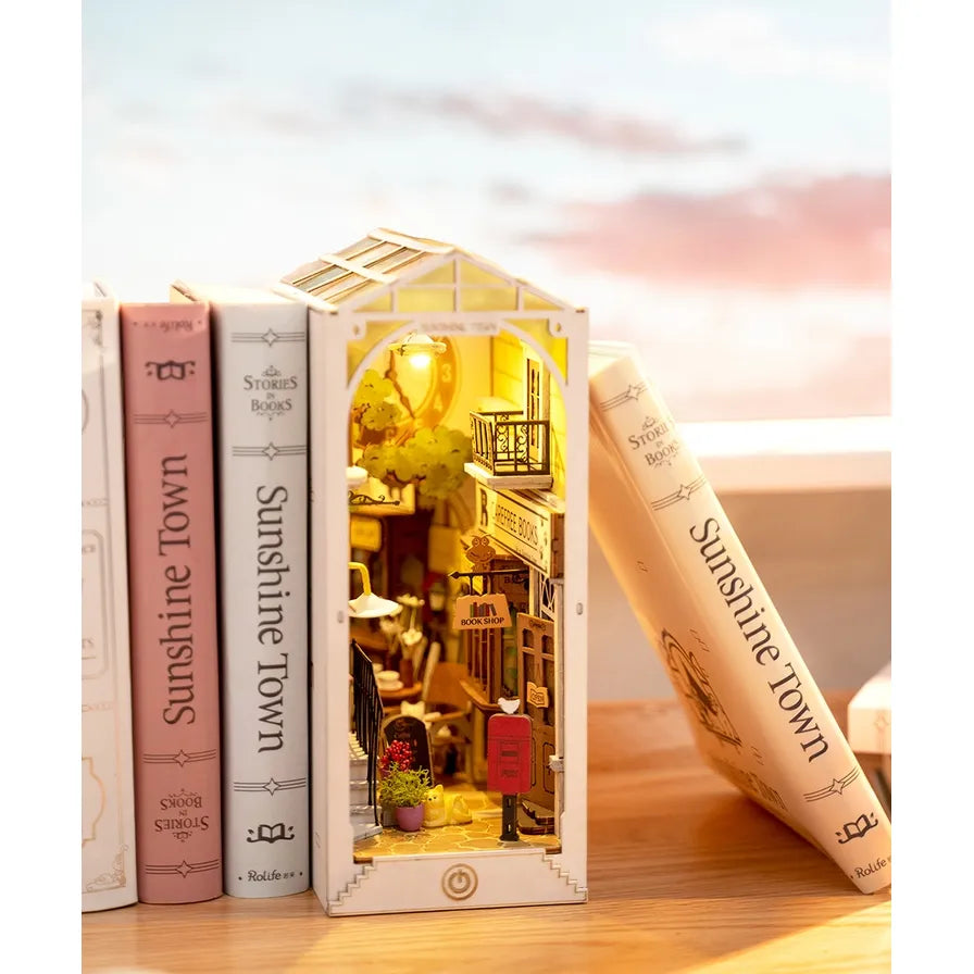 SUNSHINE TOWN 3-D WOODEN MINIATURE BOOKNOOK KIT