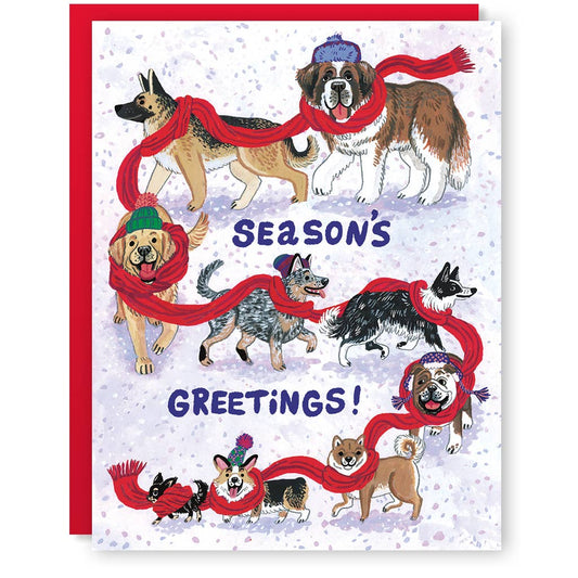 SCARF DOGS HOLIDAY GREETING CARD
