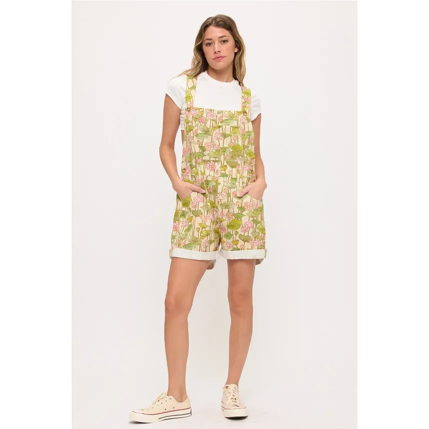 LOTUS FLOWER AND LILLY PAD SHORTALLS
