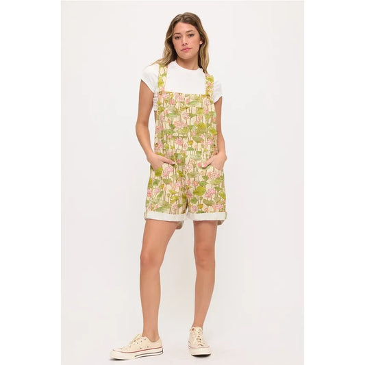 LOTUS FLOWER AND LILLY PAD SHORTALLS