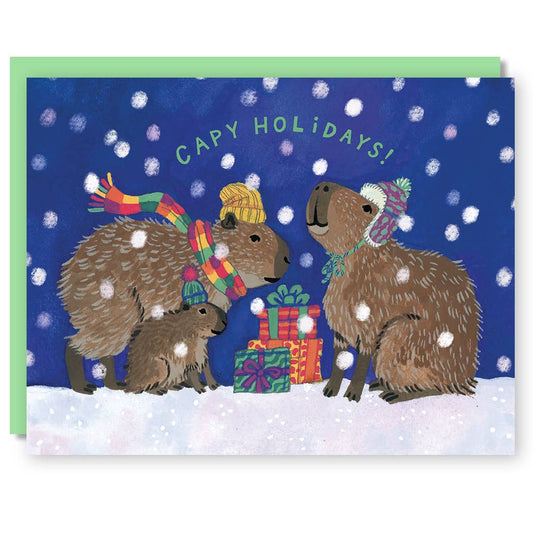 CAPYBARAS CAPY HOLIDAYS GREETING CARD