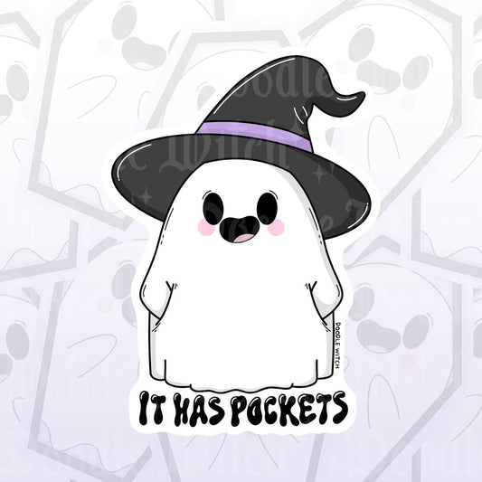 GHOST IT HAS POCKETS STICKER