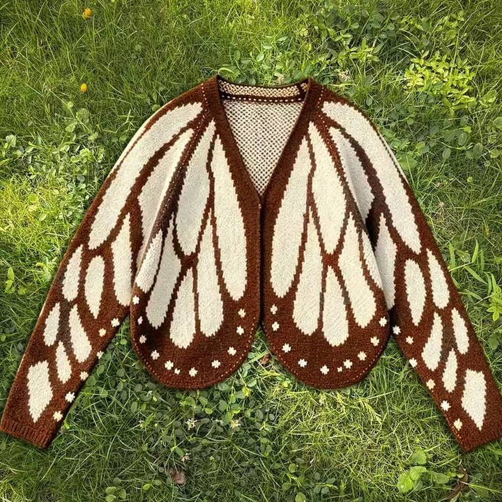BUTTERFLY WINGS KNIT CARDIGAN - APRICOT