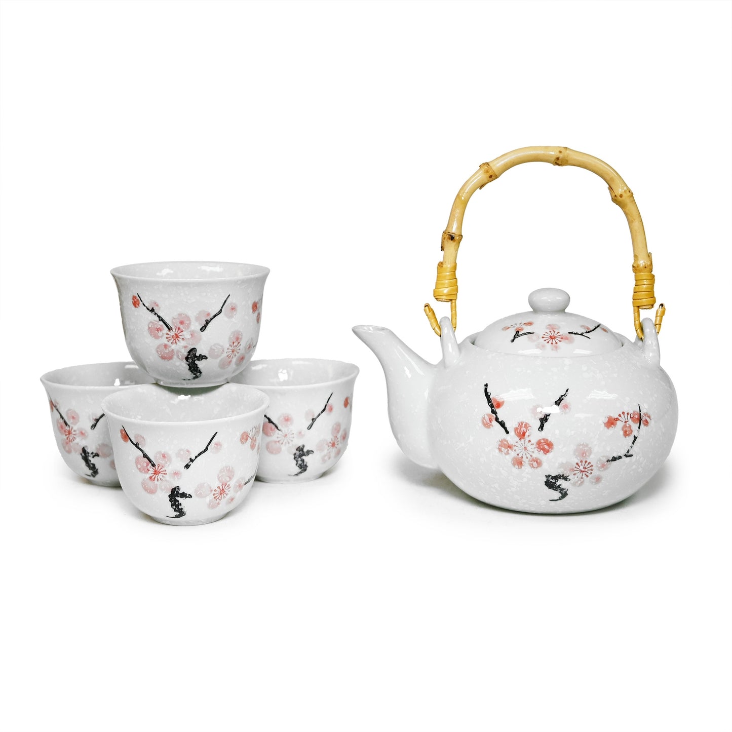 CHERRY BLOSSOMS TEA SET (TEAPOT AND FOUR TEACUPS)