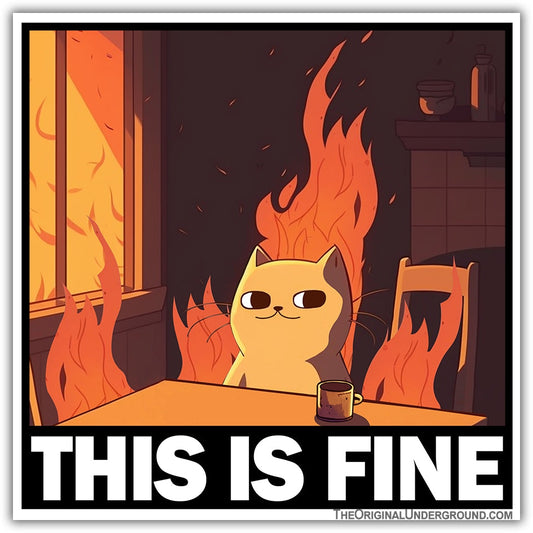 THIS IS FINE CAT STICKER