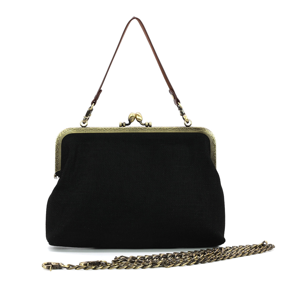 MOON MUSHROOM KISSLOCK VINTAGE STYLE PURSE (BLACK)