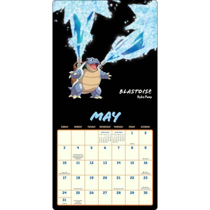 POKEMON MOVES WALL CALENDAR 2026