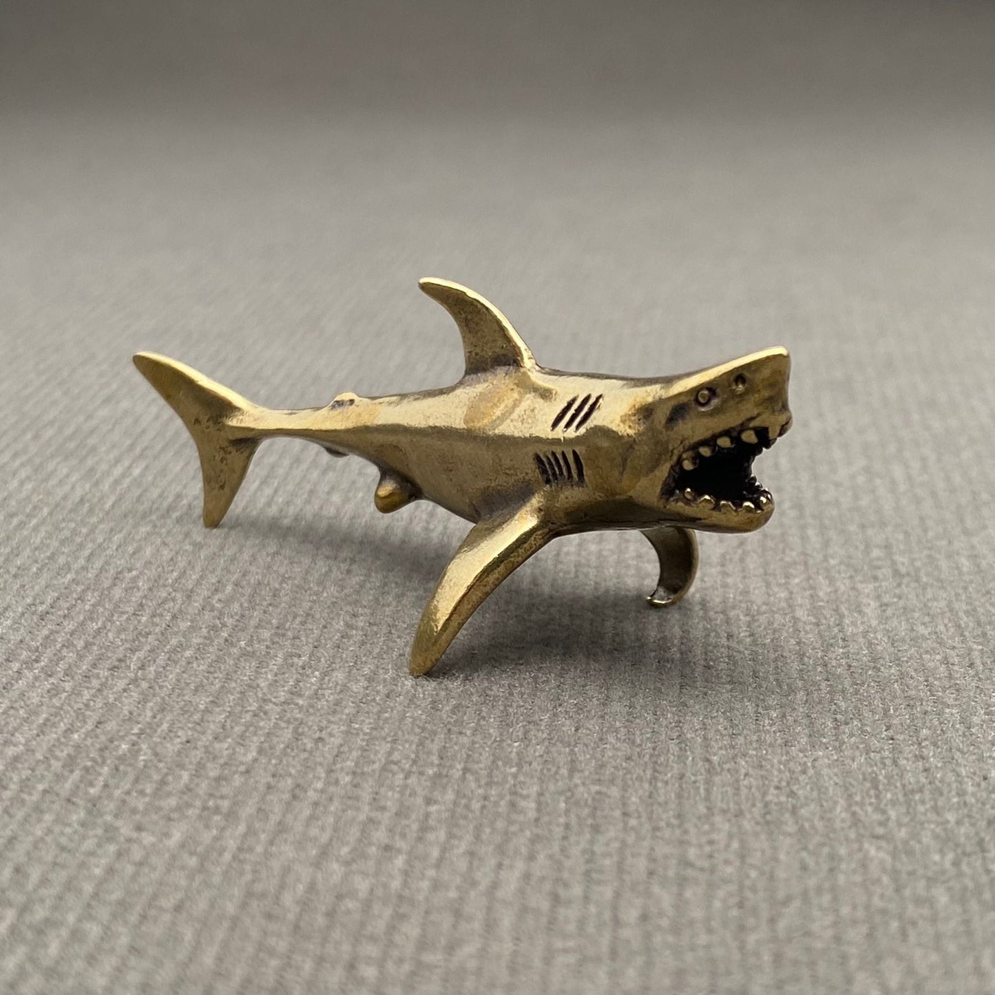 MINIATURE BRASS GREAT WHITE SHARK