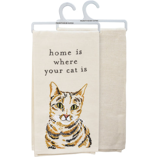 HOME IS WHERE YOUR CAT IS TEA TOWEL
