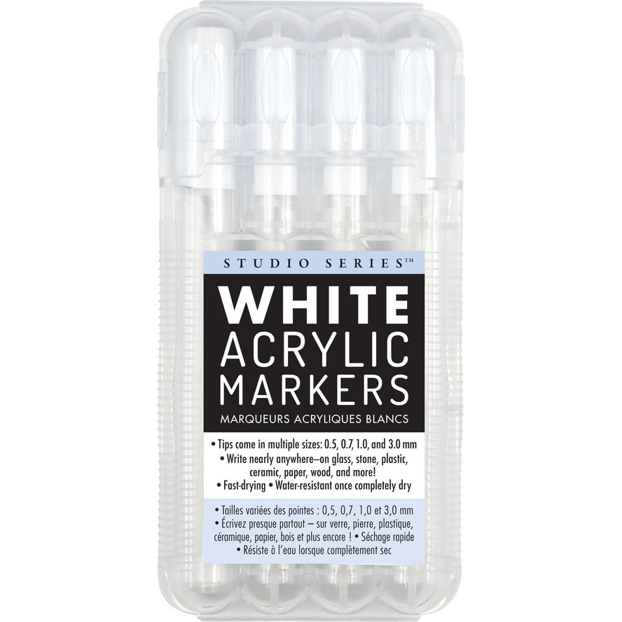 WHITE ACRYLIC MARKER SET