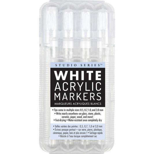 WHITE ACRYLIC MARKER SET