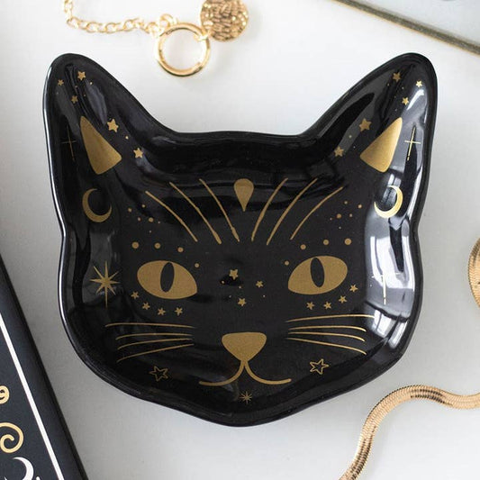 BLACK CAT MAGIC CERAMIC TRINKET DISH