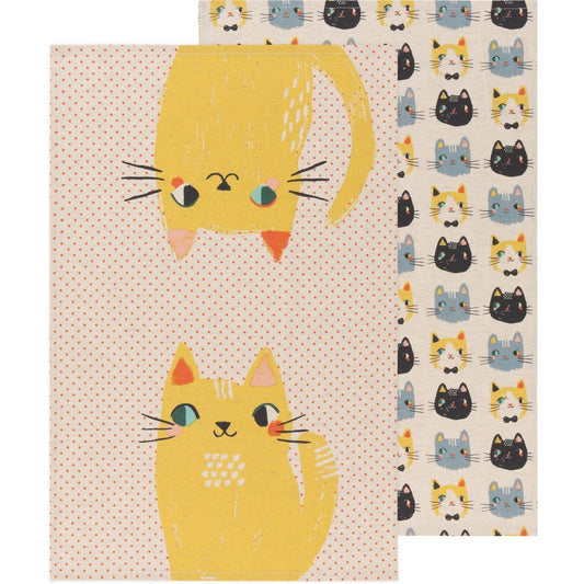 PURRRFECTION COTTON LINEN TEA TOWEL SET BY DANICA STUDIO