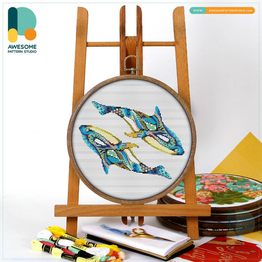 MANDALA WHALES CROSS STITCH KIT