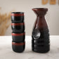 RED AND BLACK GLAZED 10oz SAKE SET