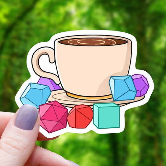 COFFEE AND DICE STICKER