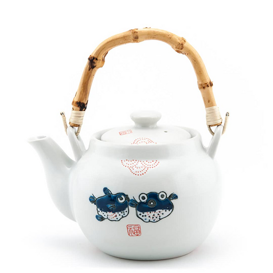 PUFFER FISH CUTIES TEA POT WITH BAMBOO HANDLE 42oz