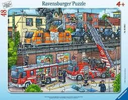 RAVENSBURGER CHILDREN'S FRAME PUZZLE FIRETRUCK RESCUE 48 PC