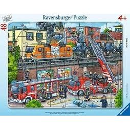 RAVENSBURGER CHILDREN'S FRAME PUZZLE FIRETRUCK RESCUE 48 PC